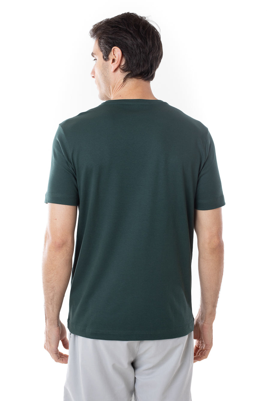 Camisa Manga Curta Gola Careca Lisa New Cotton  - Verde Bandeira