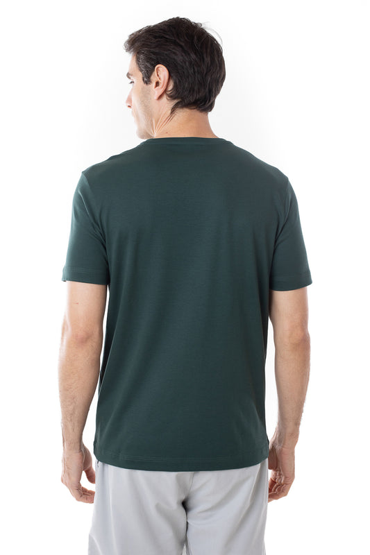 Camisa Manga Curta Gola Careca Lisa New Cotton  - Verde Bandeira