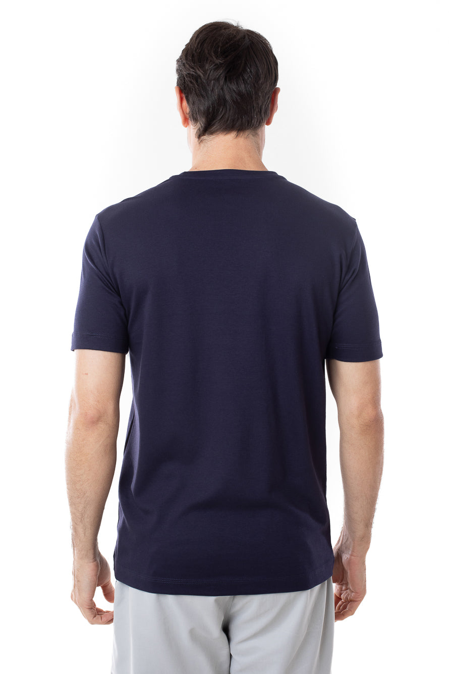 Camisa Manga Curta Gola Careca Lisa New Cotton - Marinho Dark