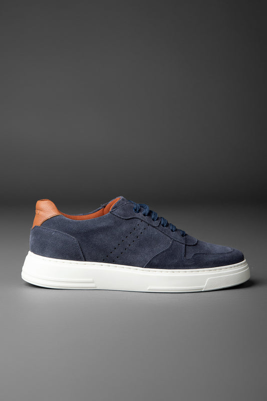 Tênis Couro De Amarrar Camurça - Marinho Noite