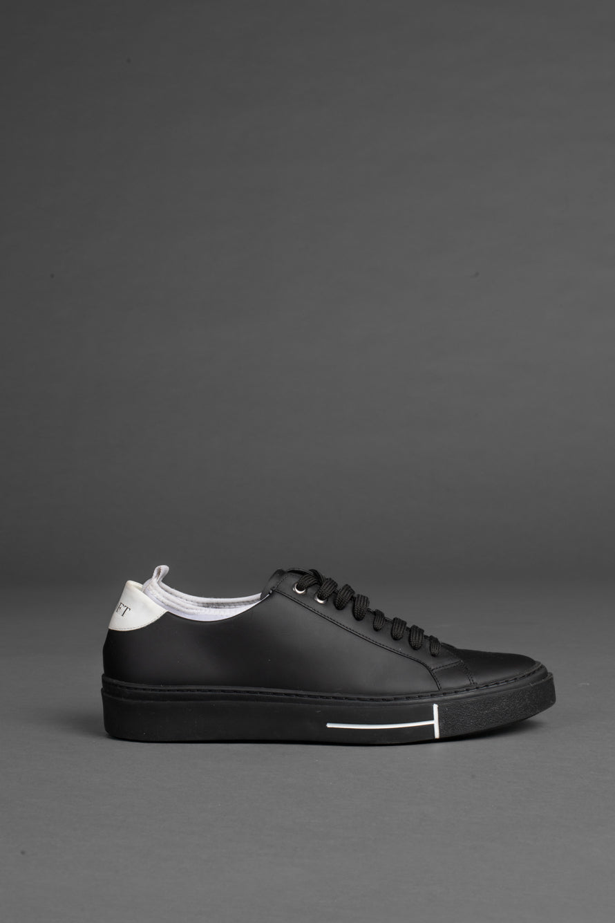 Tênis Couro Neoprene Com Logo - Preto