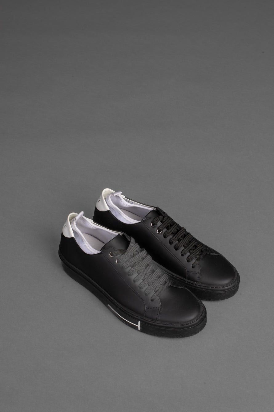 Tênis Couro Neoprene Com Logo - Preto