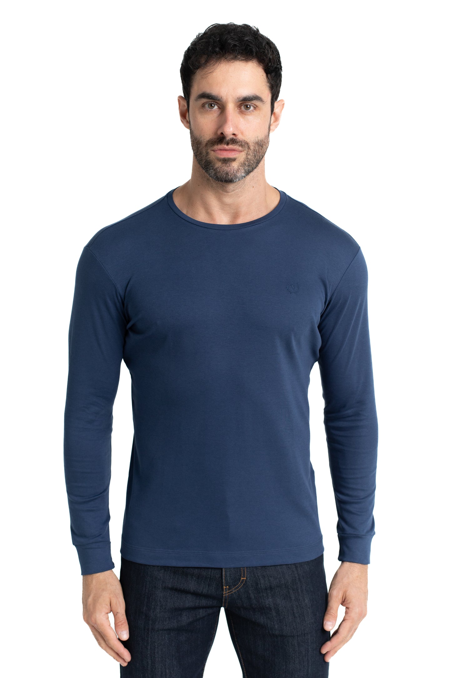 Camiseta Manga Longa Malha Algodão - Marinho