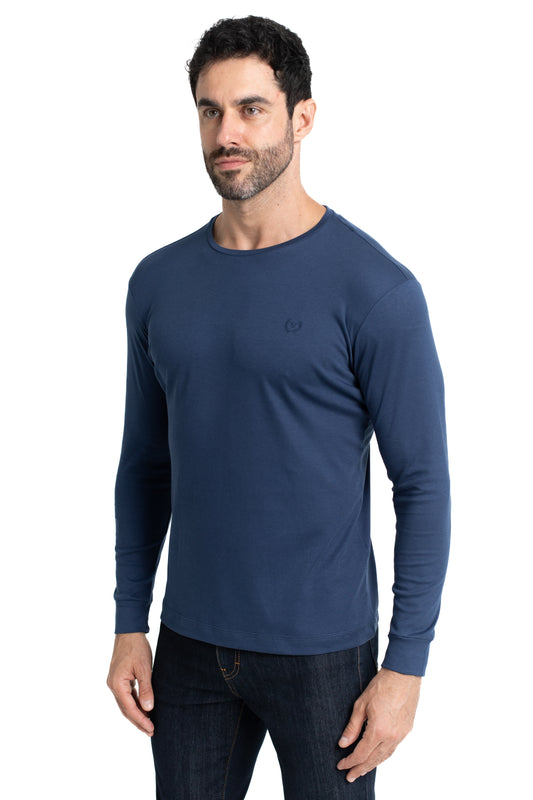 Camiseta Manga Longa Malha Algodão - Marinho