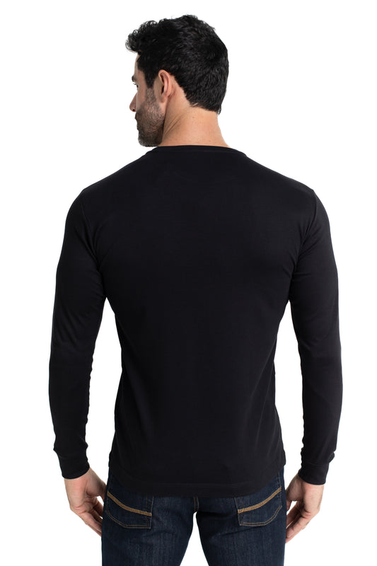 Camiseta Manga Longa Malha Algodão - Preto