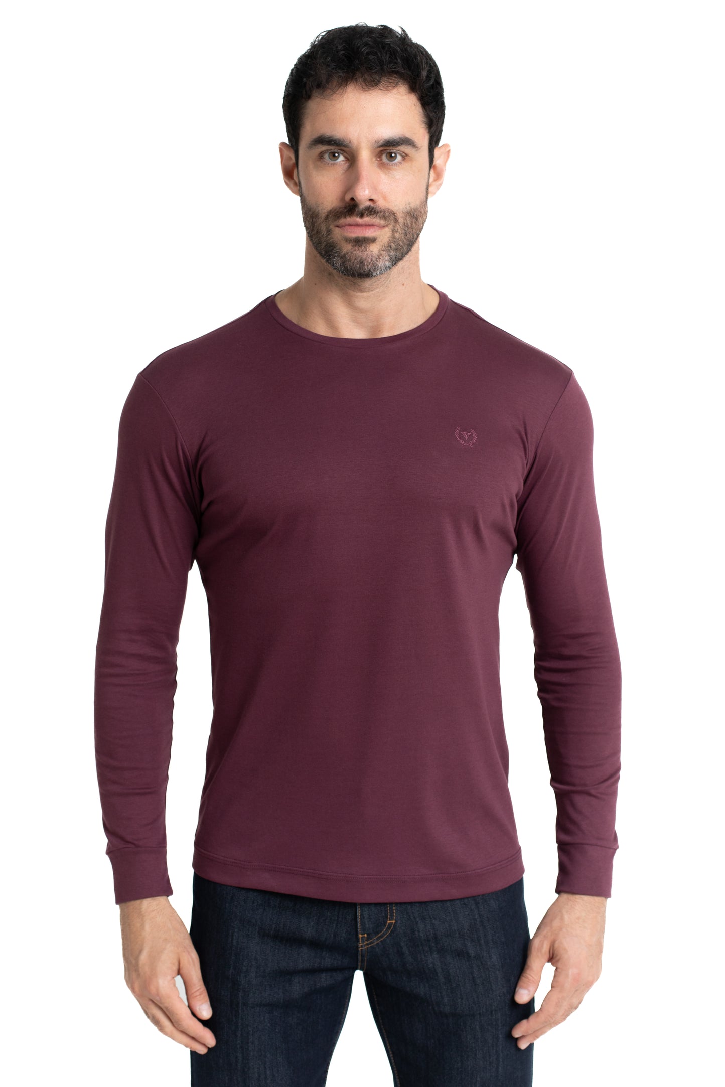 Camiseta Manga Longa Malha Algodão - Bordo