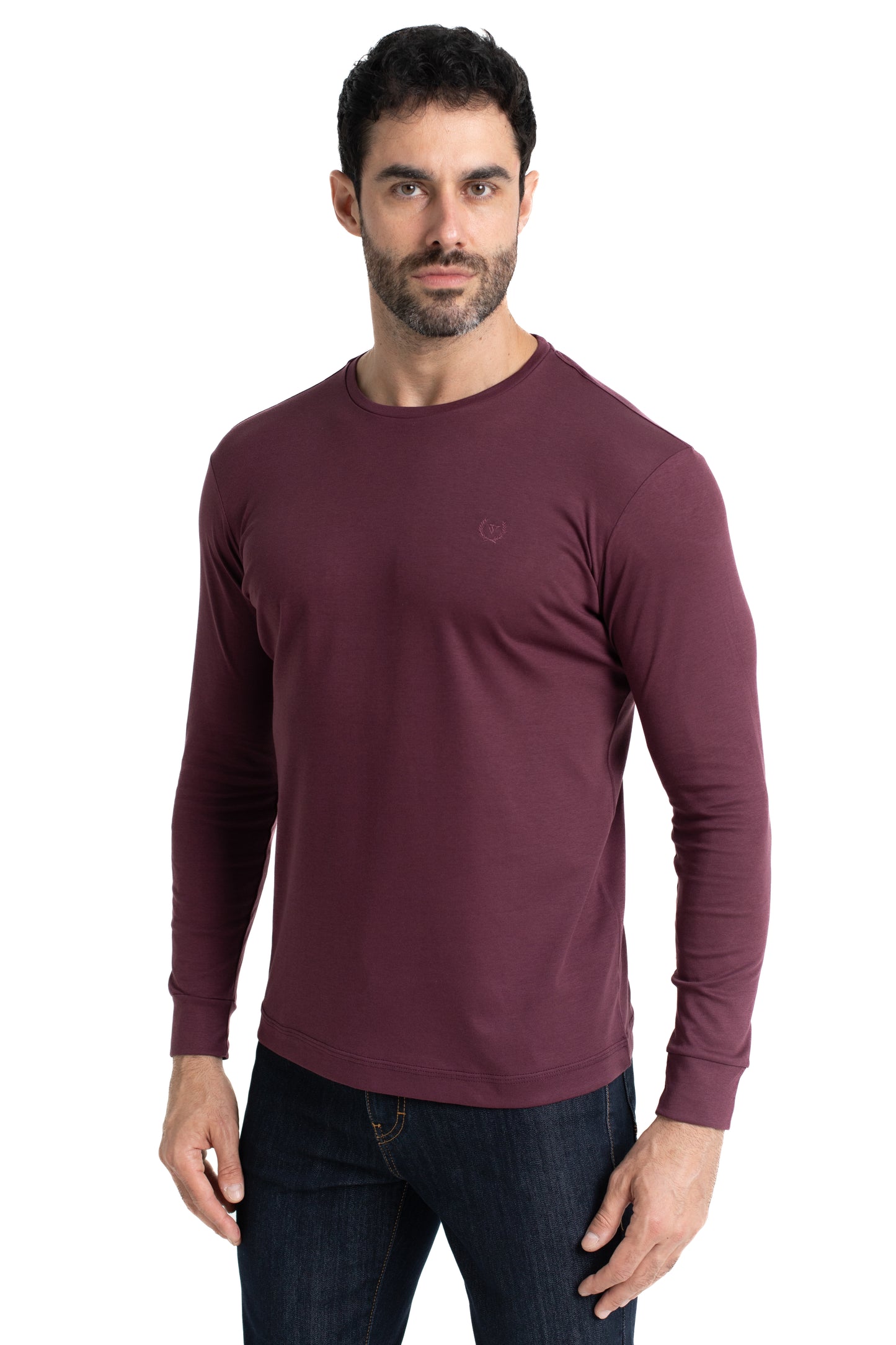 Camiseta Manga Longa Malha Algodão - Bordo