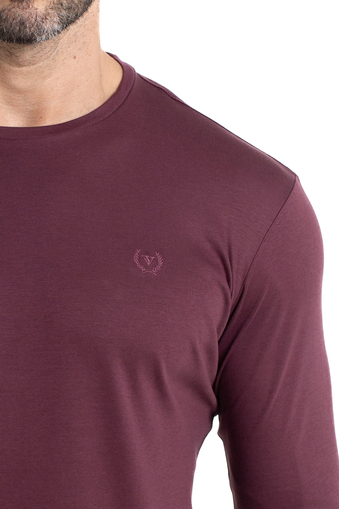 Camiseta Manga Longa Malha Algodão - Bordo