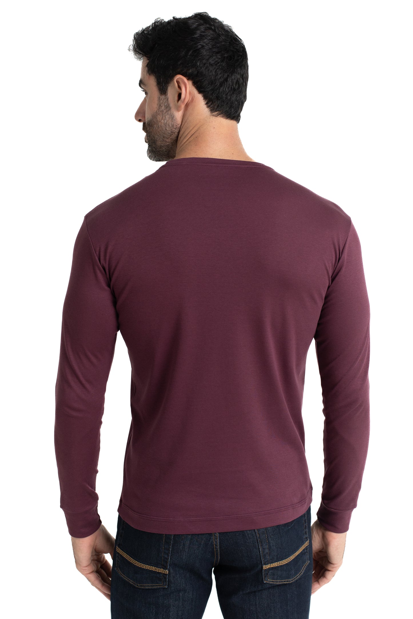 Camiseta Manga Longa Malha Algodão - Bordo