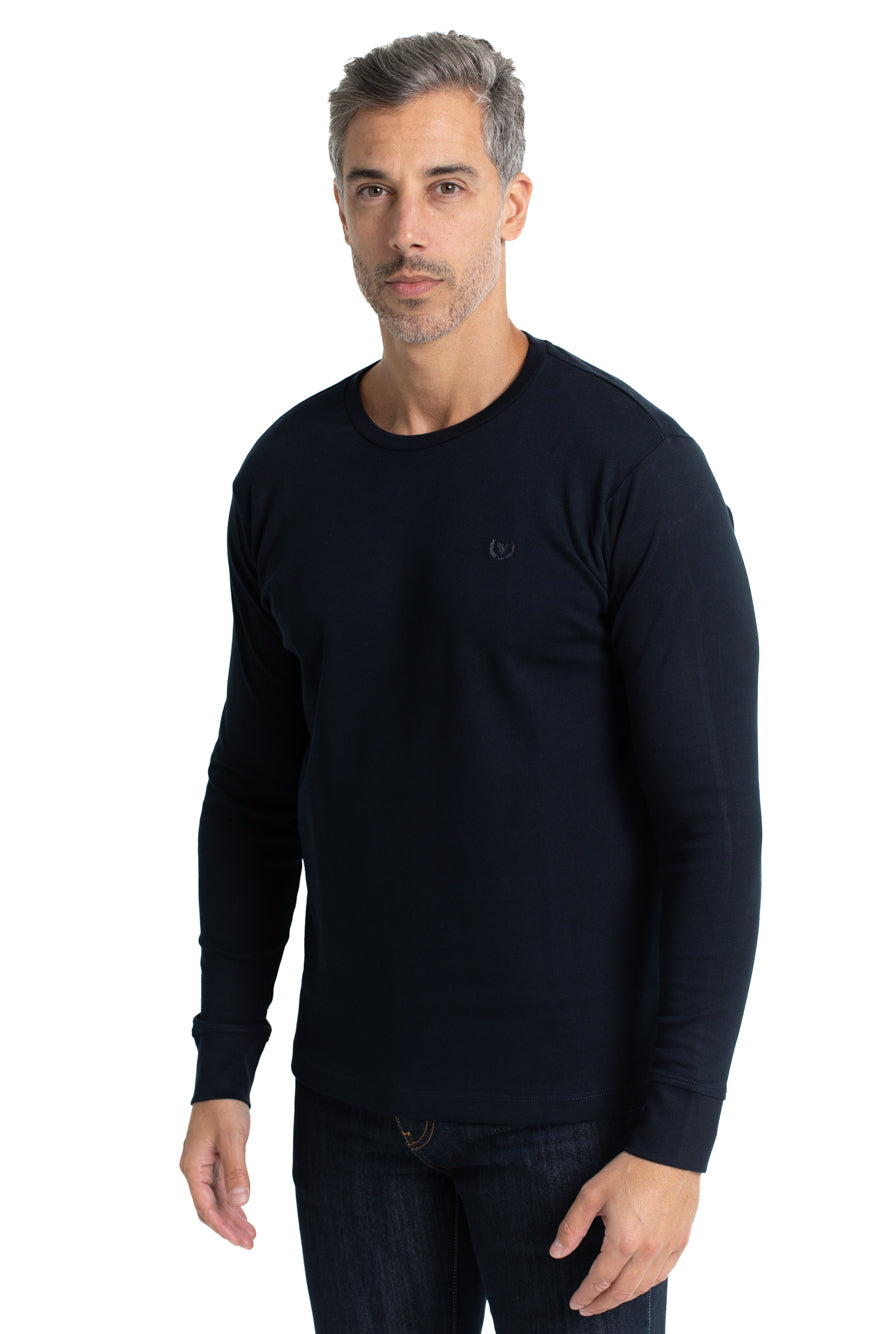 Camiseta Manga Longa Malha - Marinho
