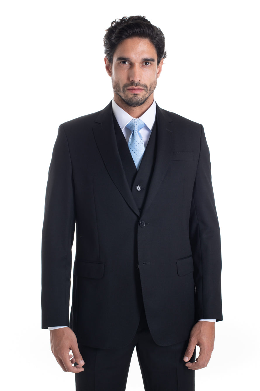 Terno Com Colete Liso Cerimônia Premium - Preto