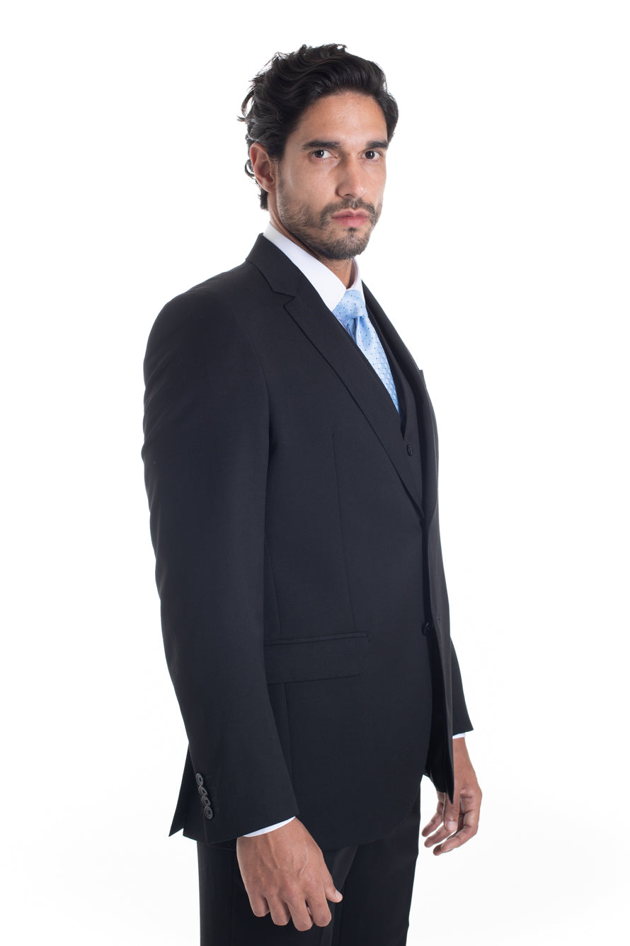 Terno Com Colete Liso Cerimônia Premium - Preto