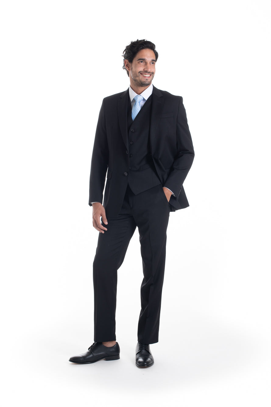 Terno Com Colete Liso Cerimônia Premium - Preto