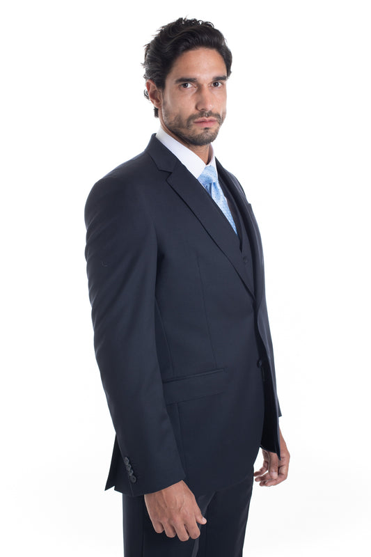 Terno Com Colete Liso Cerimônia Premium - Azul Noite