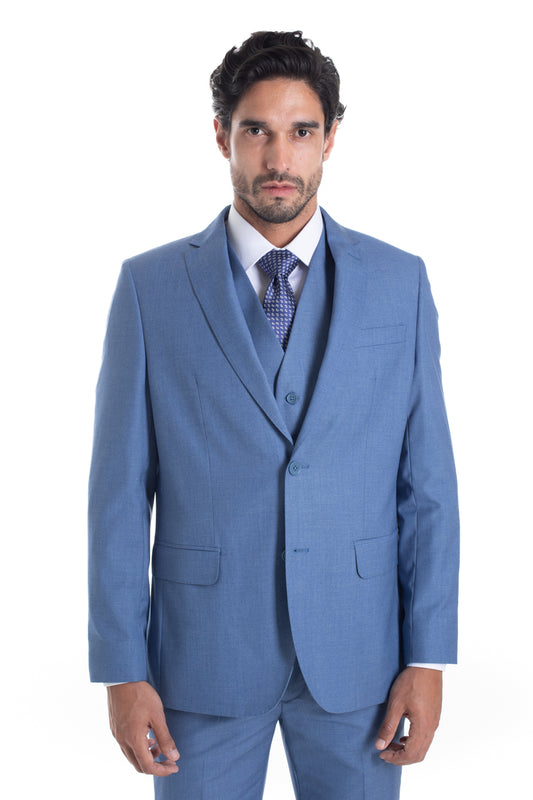 Terno Com Colete Cerimônia Liso - Azul.