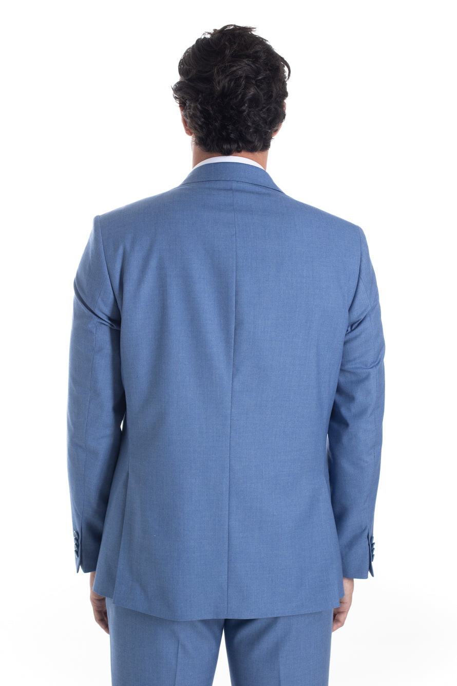 Terno Com Colete Cerimônia Liso - Azul.