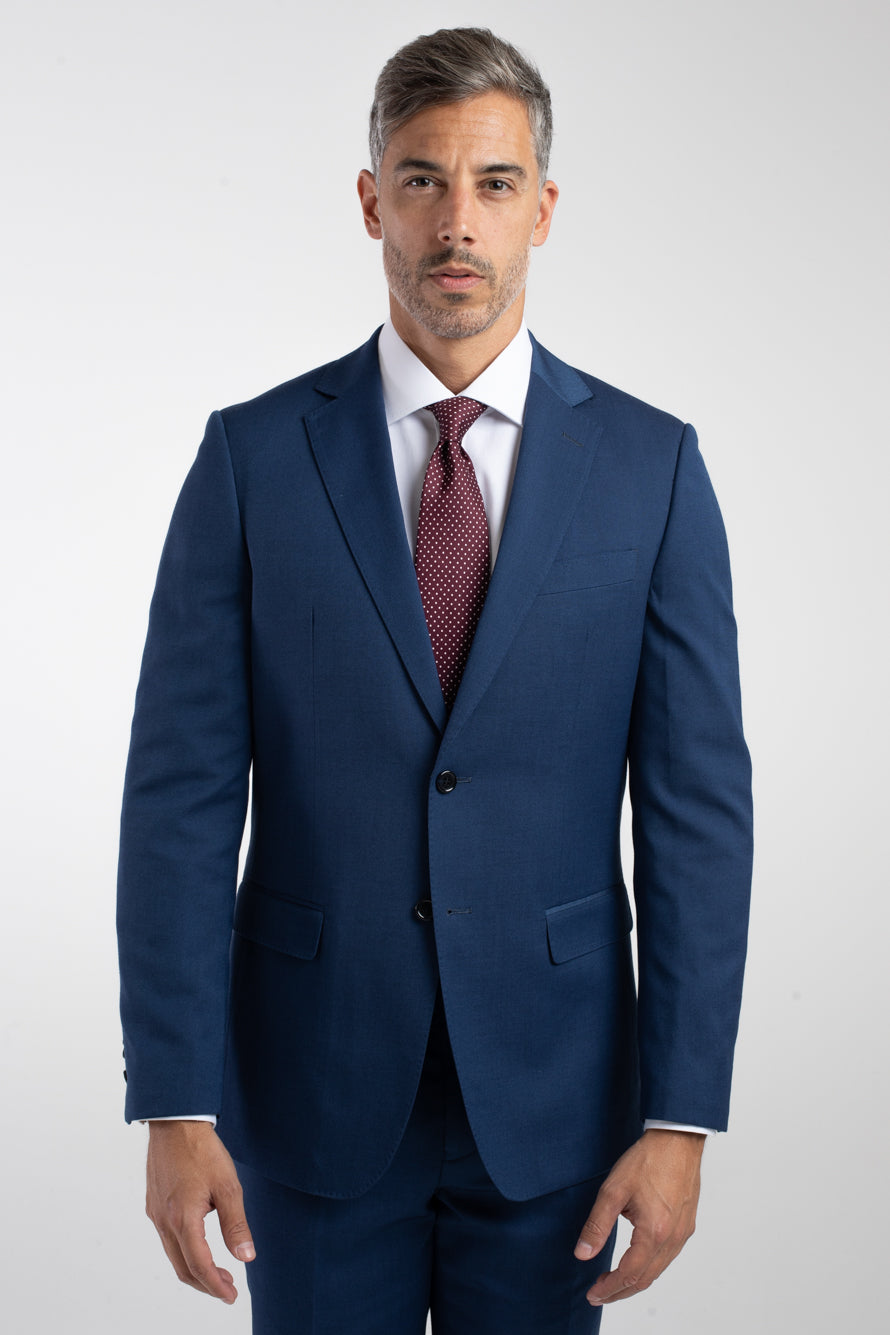 Terno 2 Botões Slim Liso Poliviscose - Azul Escuro