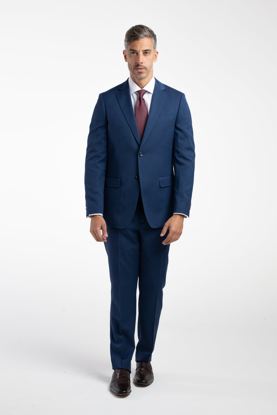Terno 2 Botões Slim Liso Poliviscose - Azul Escuro