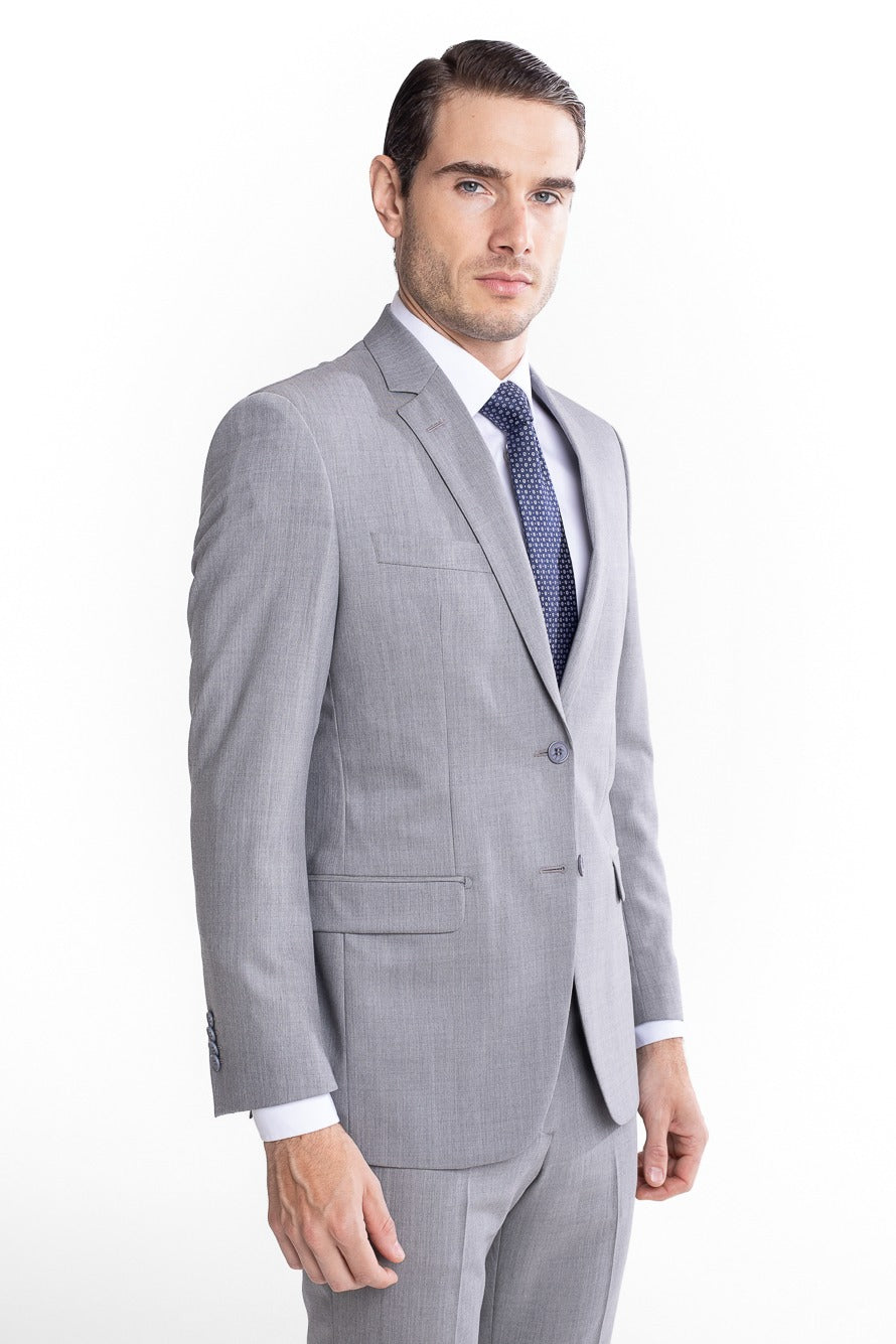 Terno Super 120 Liso Slim Bristol - Cinza Claro