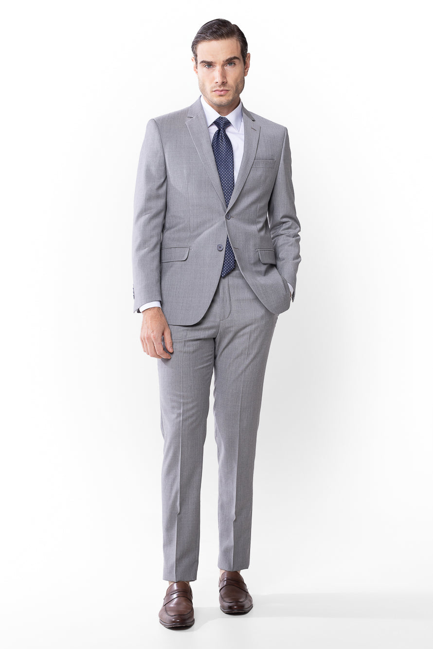 Terno Super 120 Liso Slim Bristol - Cinza Claro