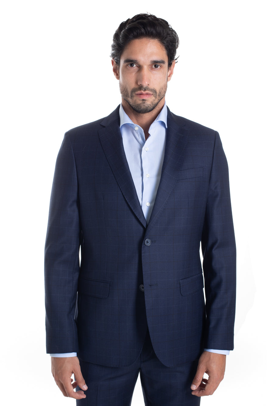 Terno Xadrez Slim Premium - Marinho