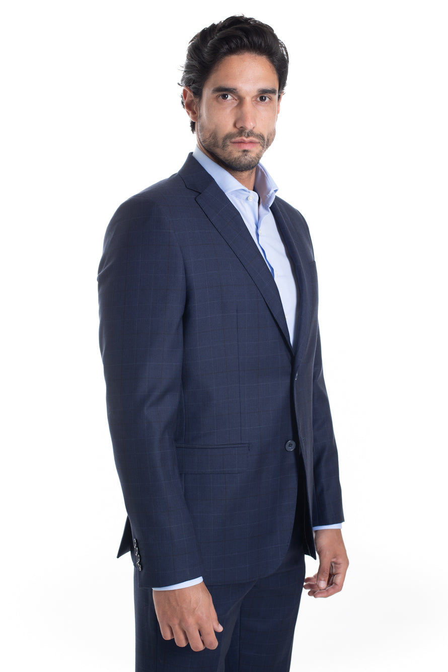 Terno Xadrez Slim Premium - Marinho