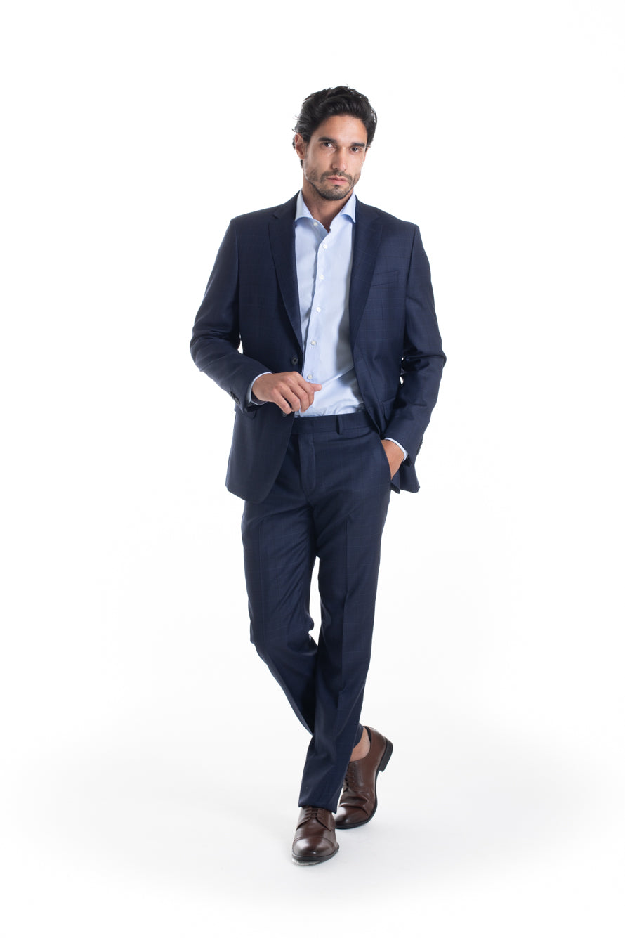 Terno Xadrez Slim Premium - Marinho