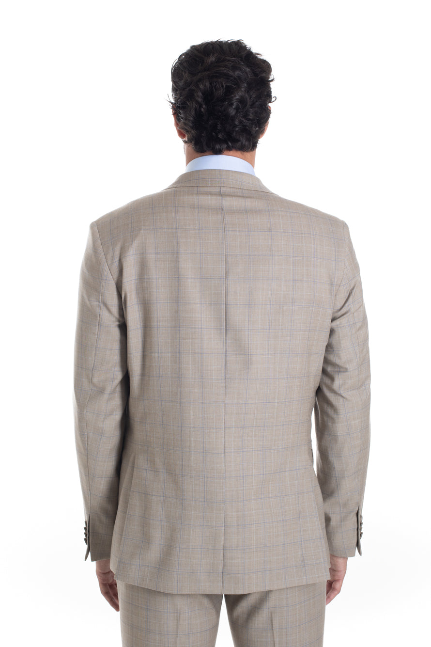 Terno Xadrez Slim Premium - Bege