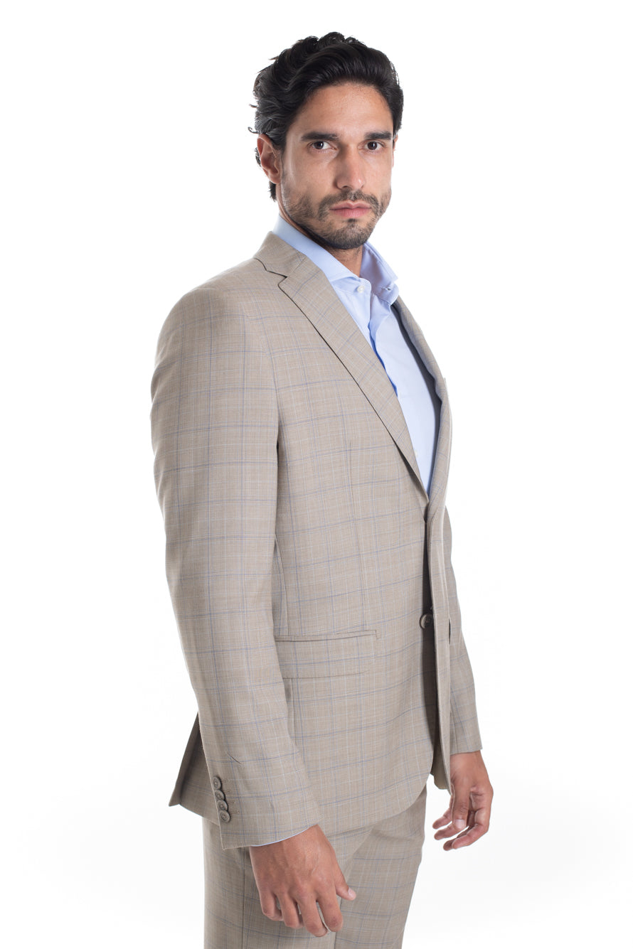 Terno Xadrez Slim Premium - Bege