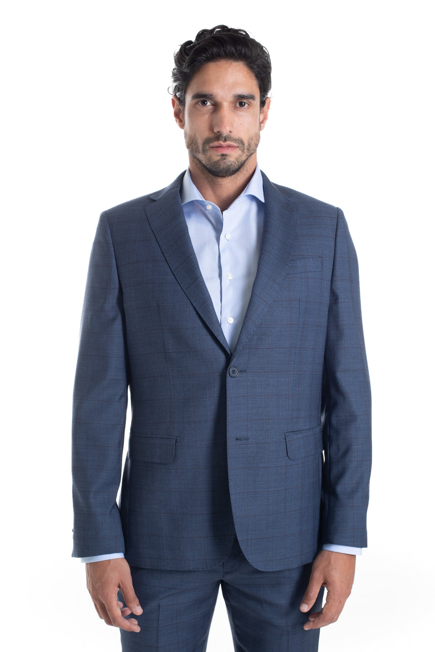 Terno Xadrez Slim Premium - Azul Medio