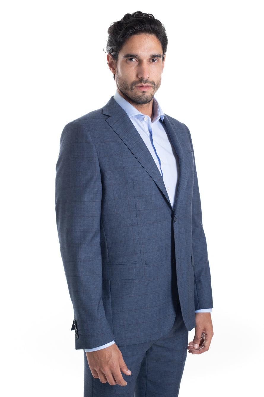 Terno Xadrez Slim Premium - Azul Medio