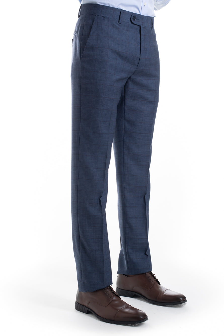 Terno Xadrez Slim Premium - Azul Medio