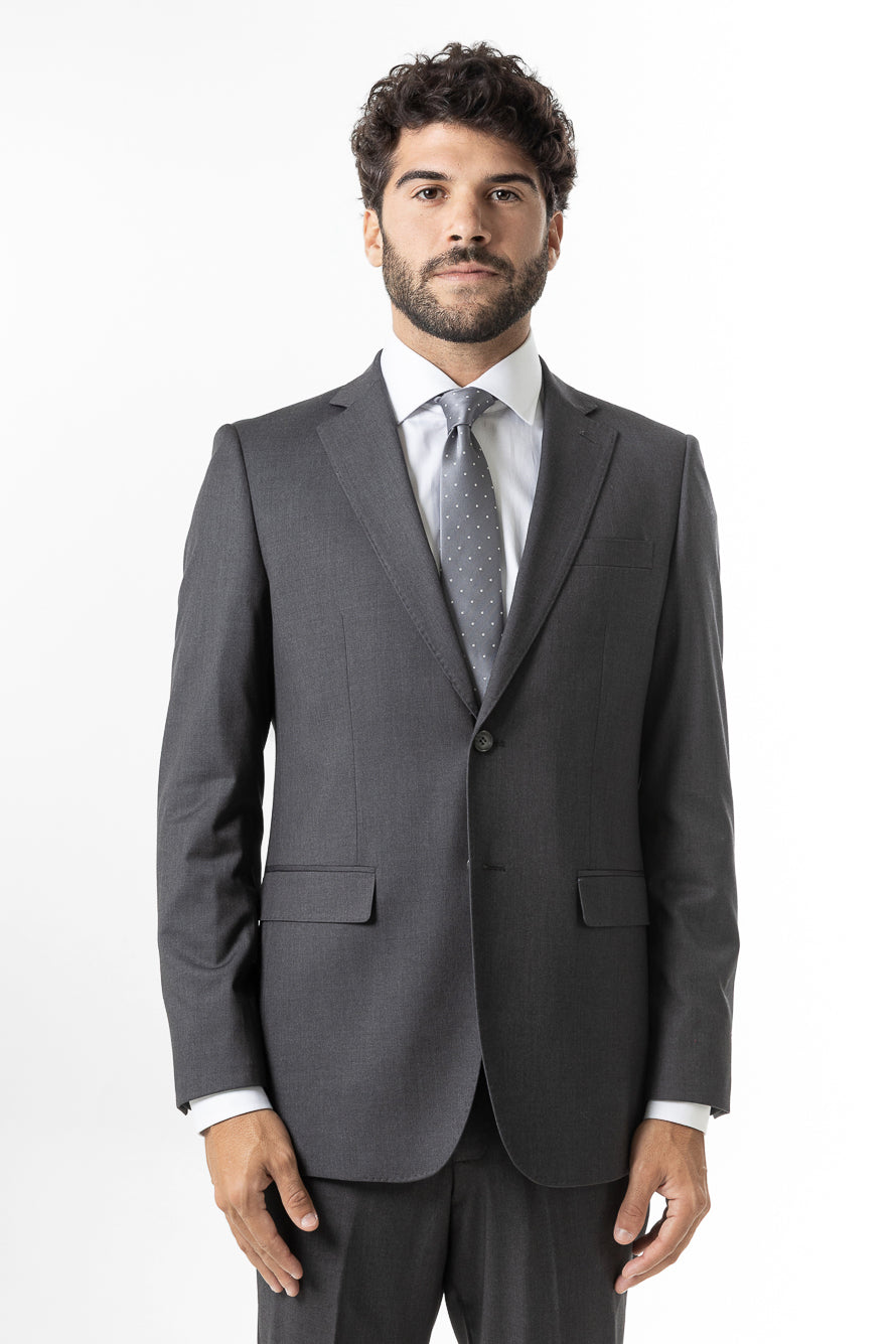 Terno Slim Liso Poliviscose - Cinza Escuro