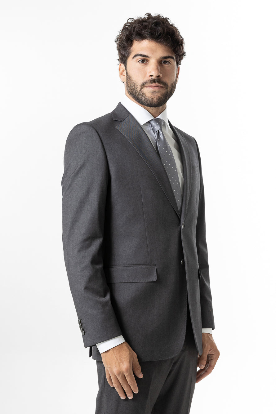 Terno Slim Liso Poliviscose - Cinza Escuro