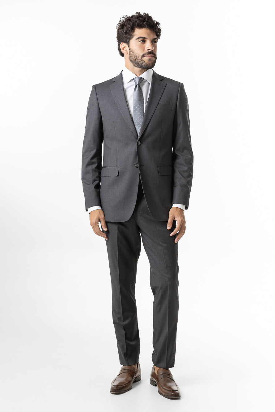 Terno Slim Liso Poliviscose - Cinza Escuro