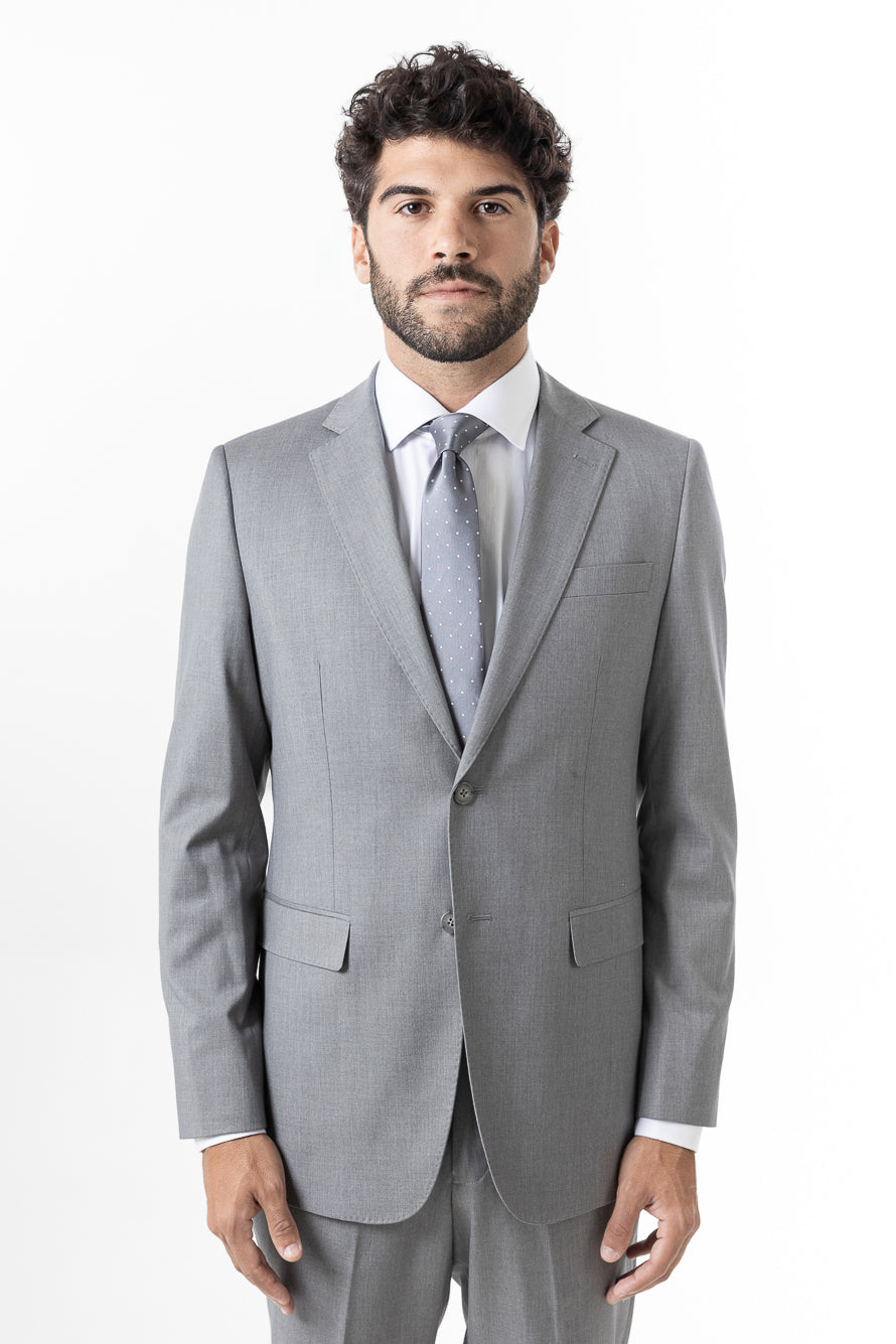 Terno Slim Liso Poliviscose - Cinza