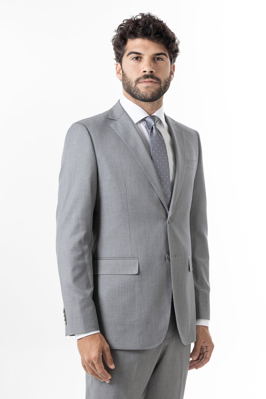 Terno Slim Liso Poliviscose - Cinza