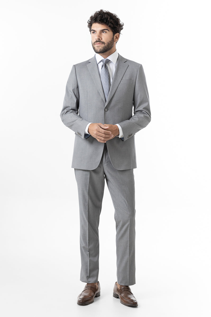 Terno Slim Liso Poliviscose - Cinza