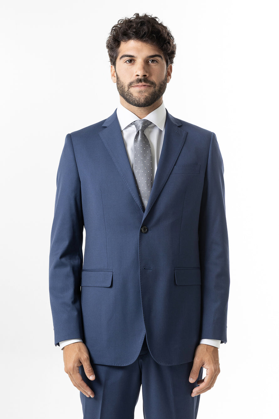 Terno Slim Liso Poliviscose - Azul Médio