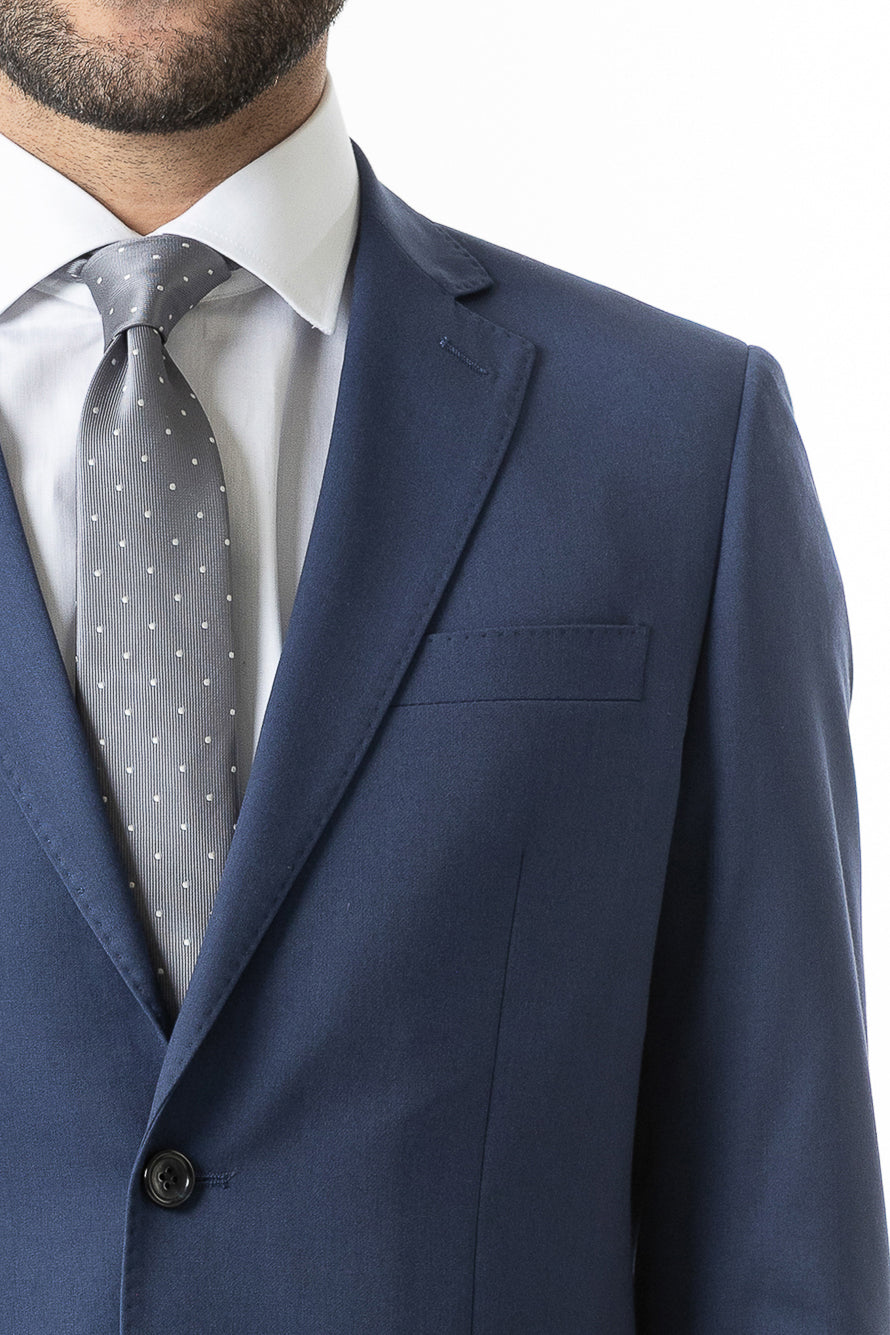 Terno Slim Liso Poliviscose - Azul Médio