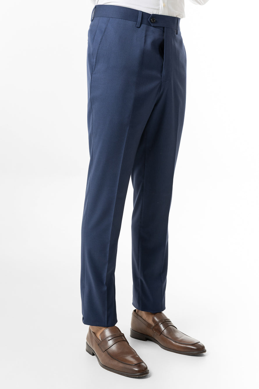 Terno Slim Liso Poliviscose - Azul Médio