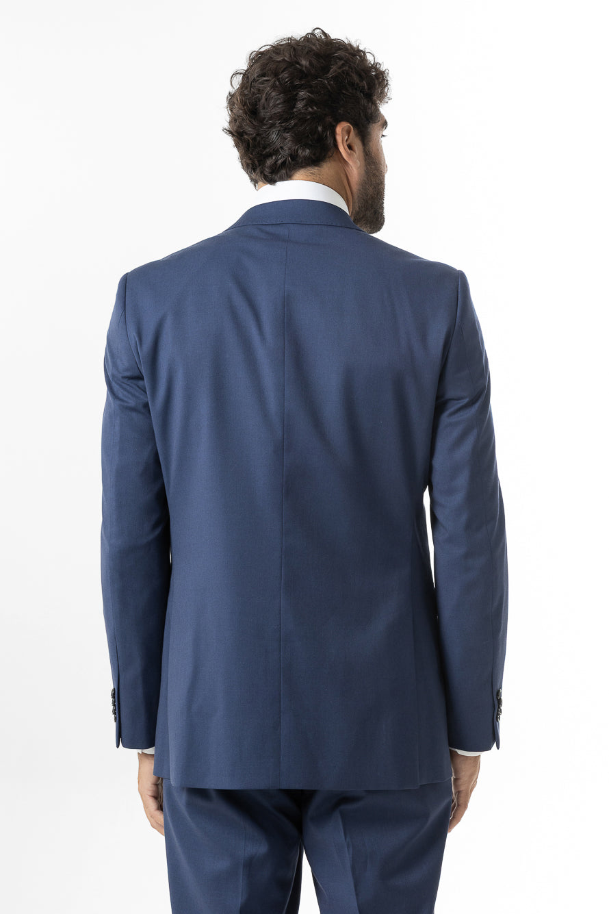 Terno Slim Liso Poliviscose - Azul Médio