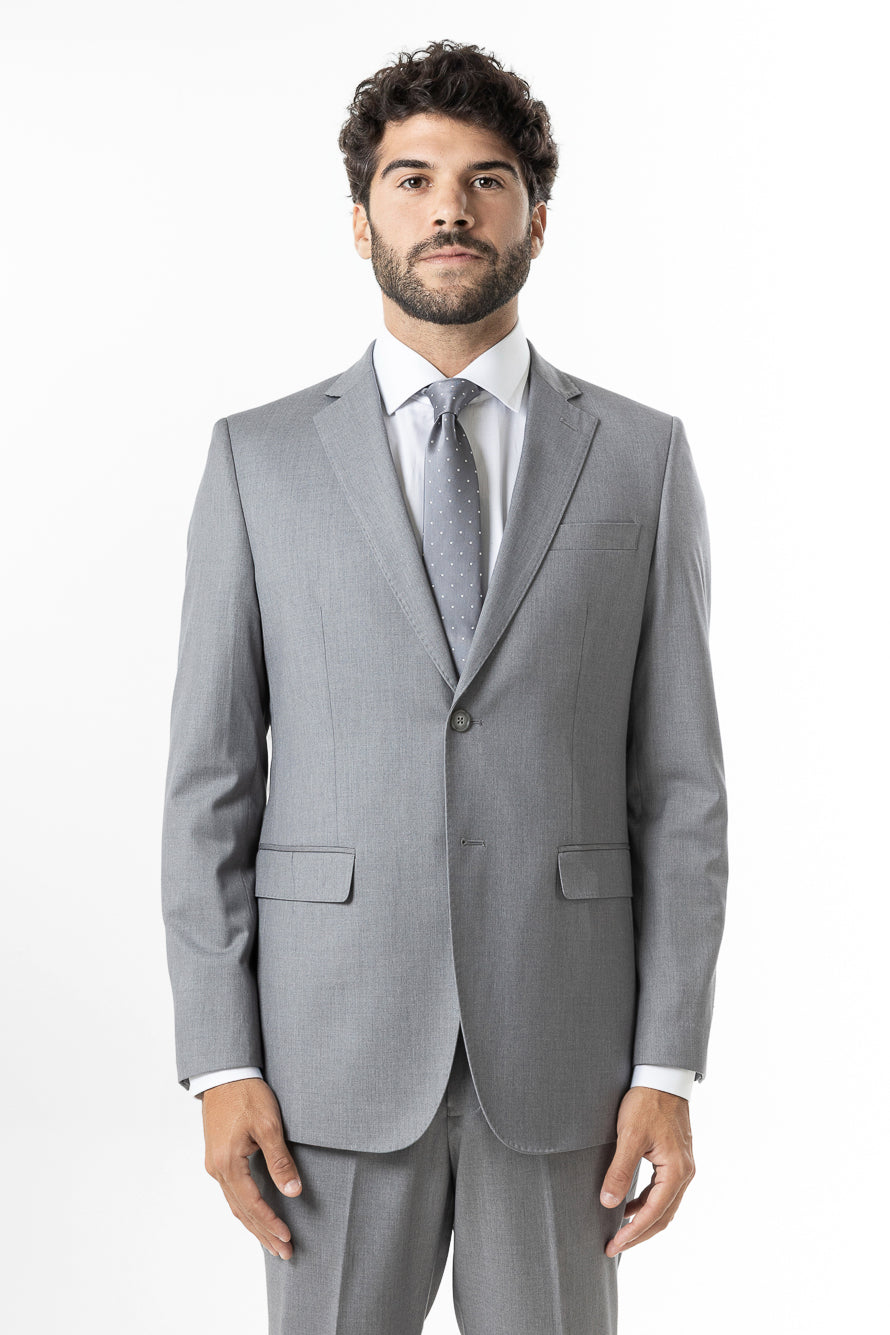 Terno Slim Liso Poliviscose - Cinza Claro