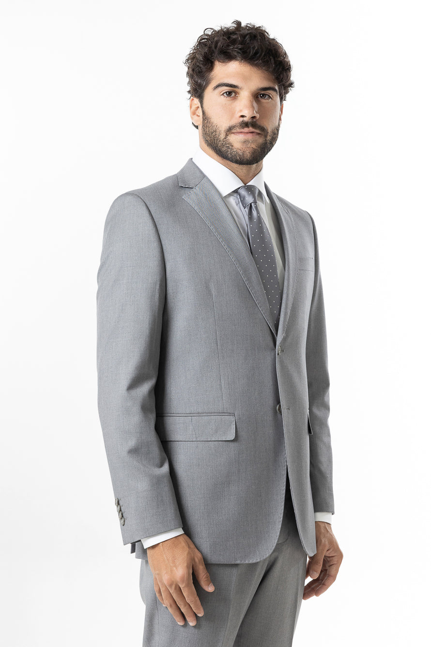Terno Slim Liso Poliviscose - Cinza Claro