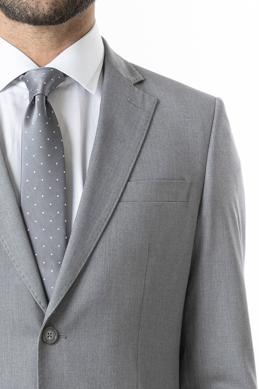 Terno Slim Liso Poliviscose - Cinza Claro