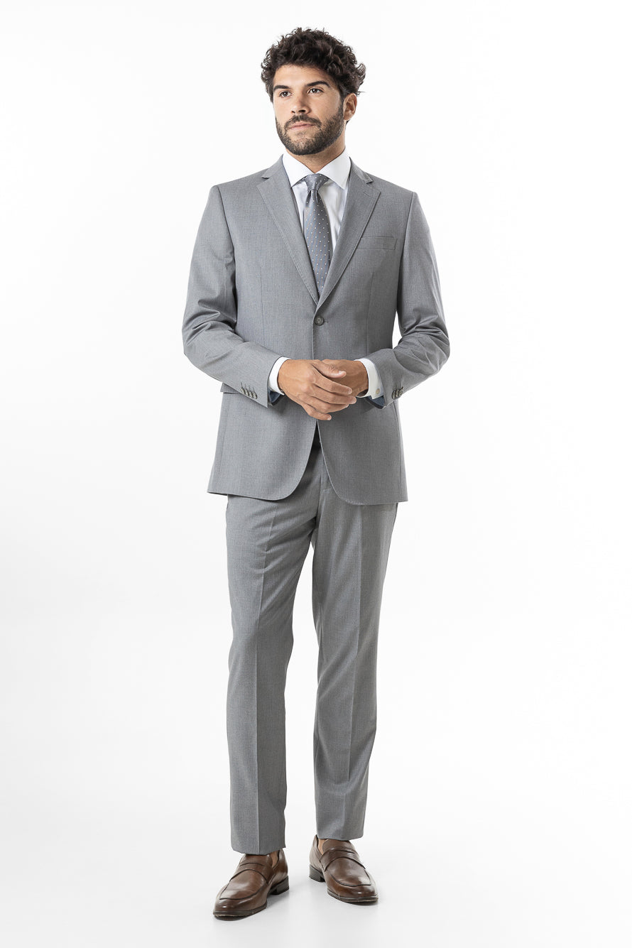 Terno Slim Liso Poliviscose - Cinza Claro