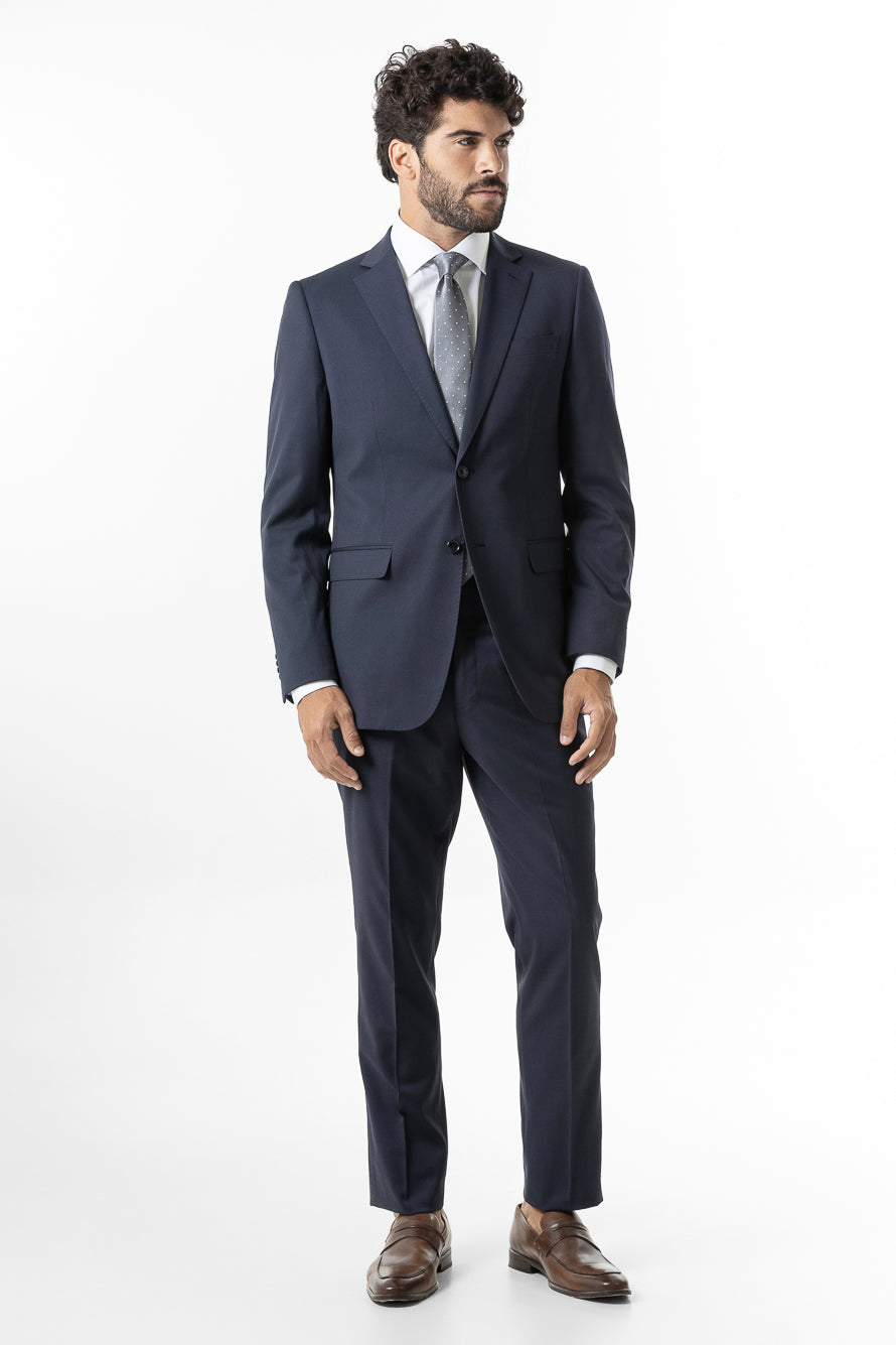 Terno Slim Liso Poliviscose - Azul Escuro