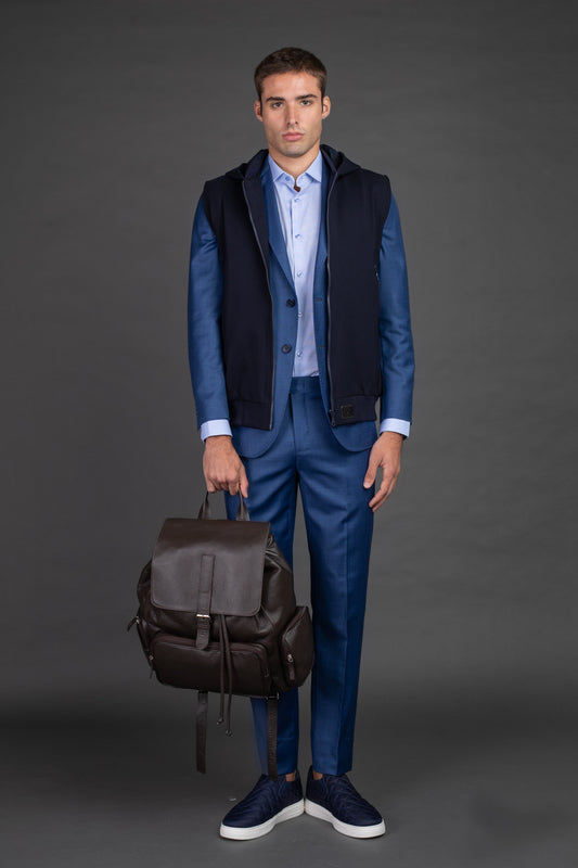 Terno Sem Forro Slim Super 120 - Azul.