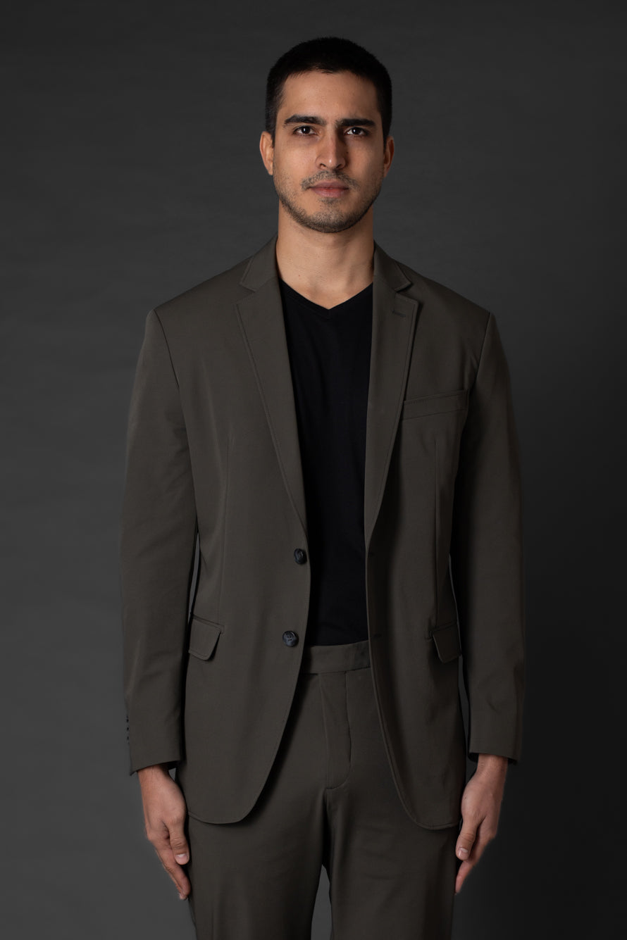 Terno Slim Tecnológico Sem Forro - Verde Militar