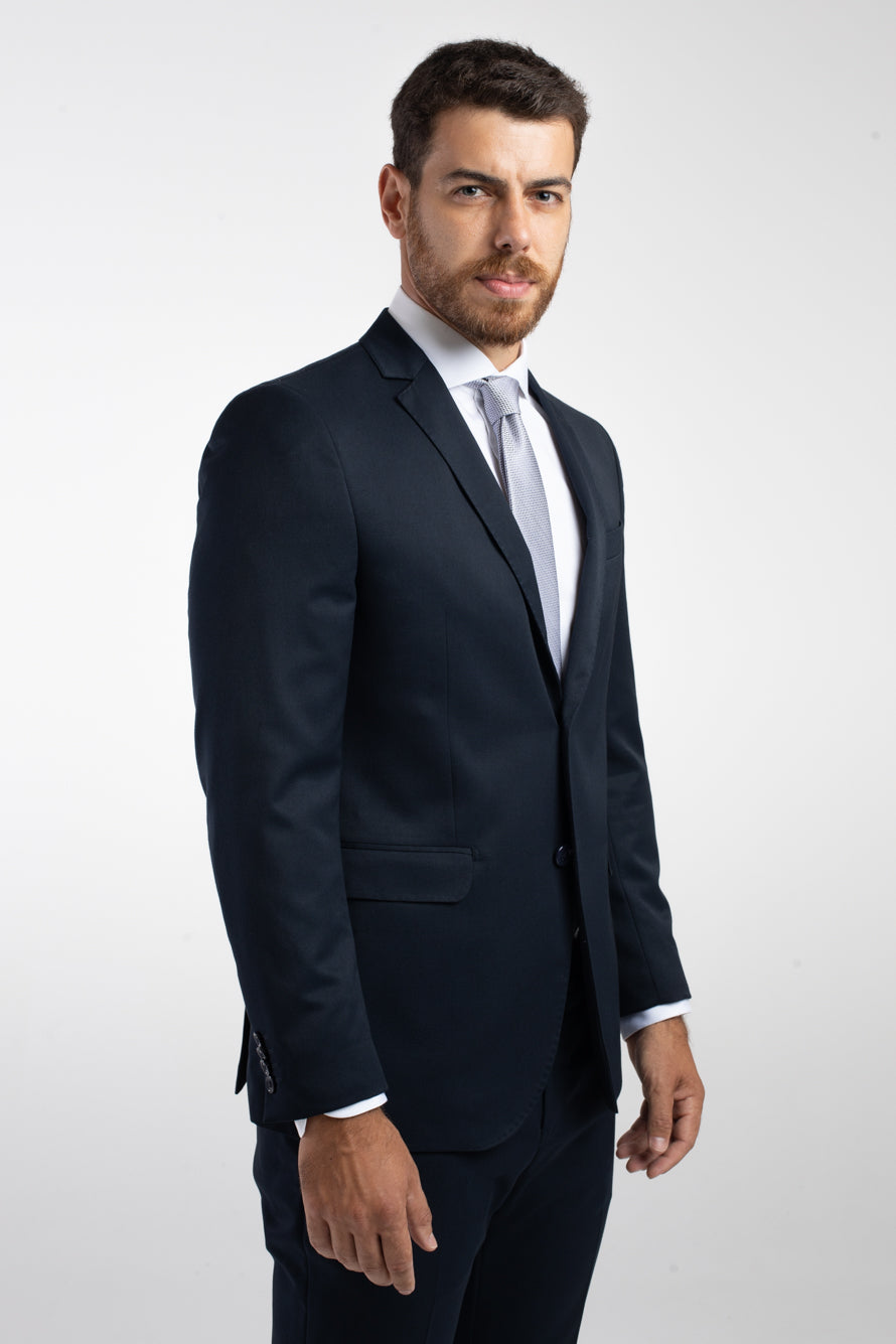 Terno 2 Botões Slim Liso Poliviscose - Marinho Noite